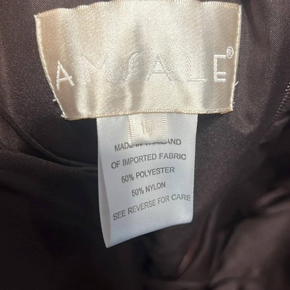 Amsale Size 8 Chocolate Brown Satin Evening Gown – Bow Waist Formal Dress - Picture 5 of 8